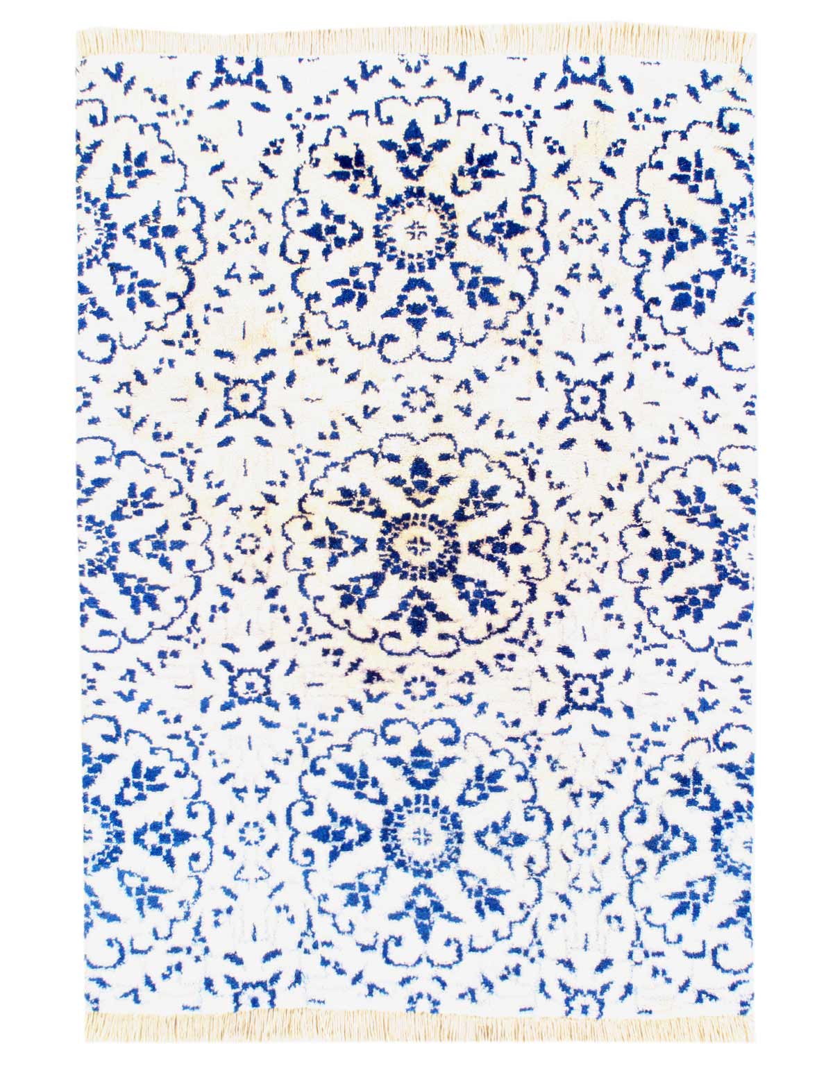 Ivory Color Hand Knotted Modern Rug 4'x5'6"