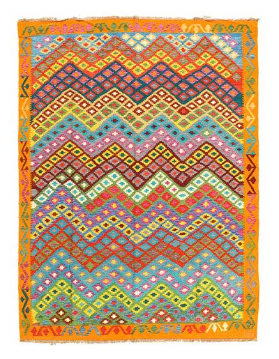 Reversible Kilim Flat Weave Wool On Wool Rug 6'X 8'