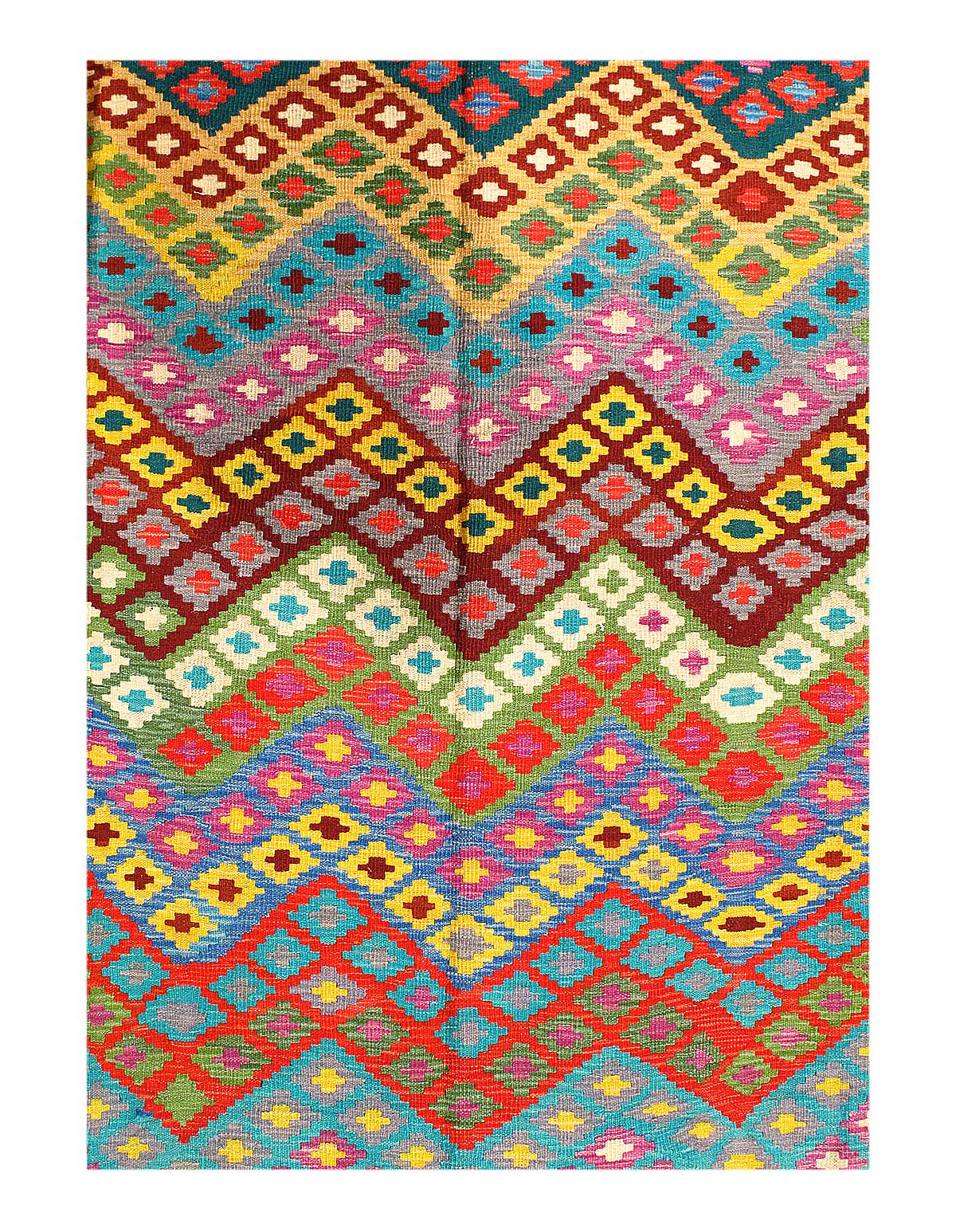 Reversible Kilim Flat Weave Wool On Wool Rug 6'X 8'