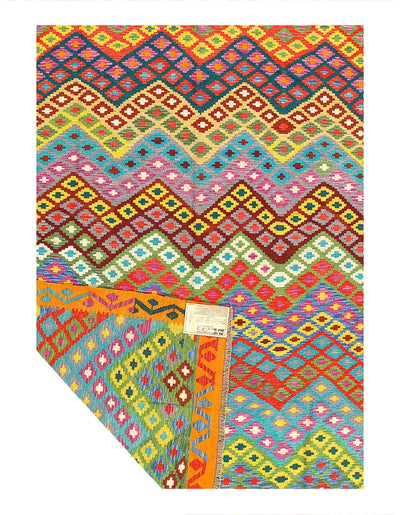 Reversible Kilim Flat Weave Wool On Wool Rug 6'X 8'