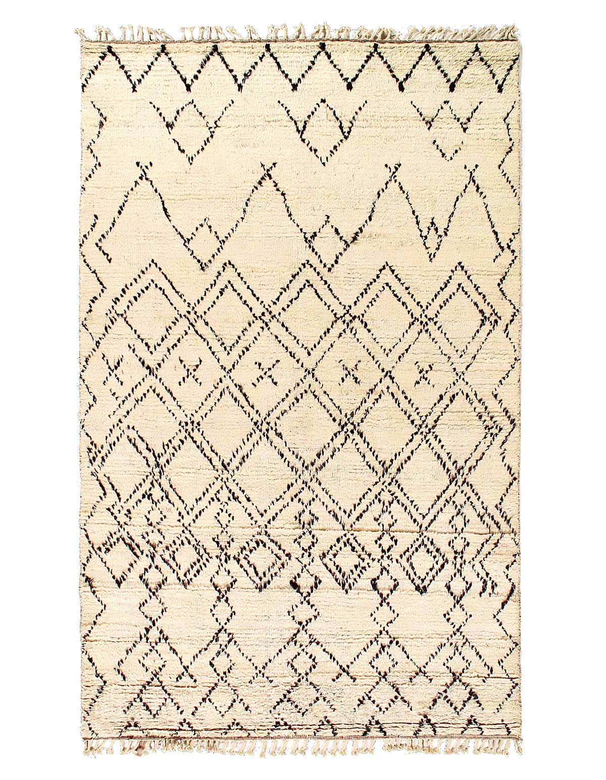 Ivory color Hand knotted Moroccan rug 6'x 9'3"