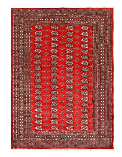 Red color Fine Hand Knotted Bokhara rug 5'8"X 8'