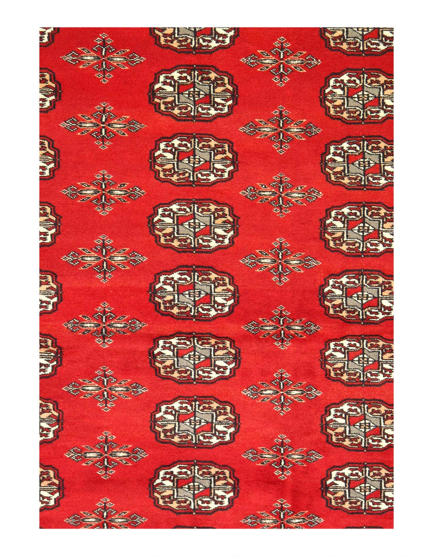 Red color Fine Hand Knotted Bokhara rug 5'8"X 8'