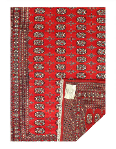 Red color Fine Hand Knotted Bokhara rug 5'8"X 8'
