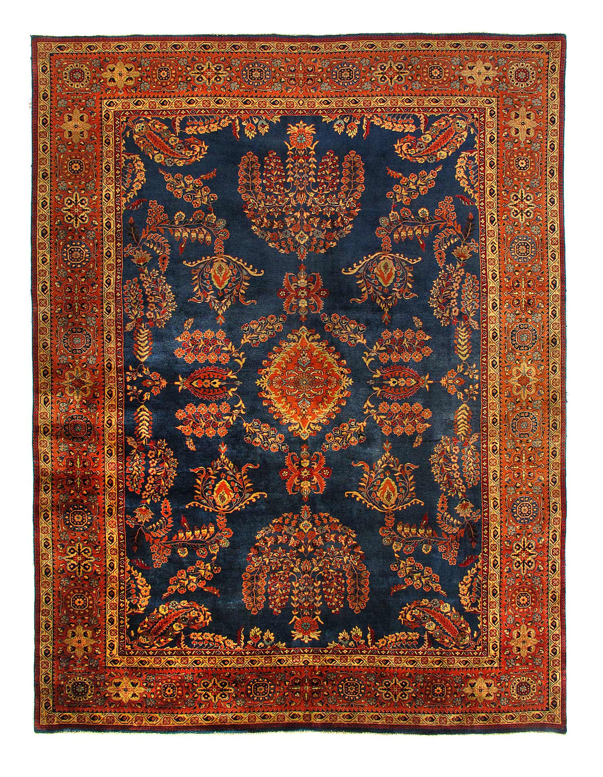 Navy Blue Fine Hand Knotted sarouk Design 9'X 12'