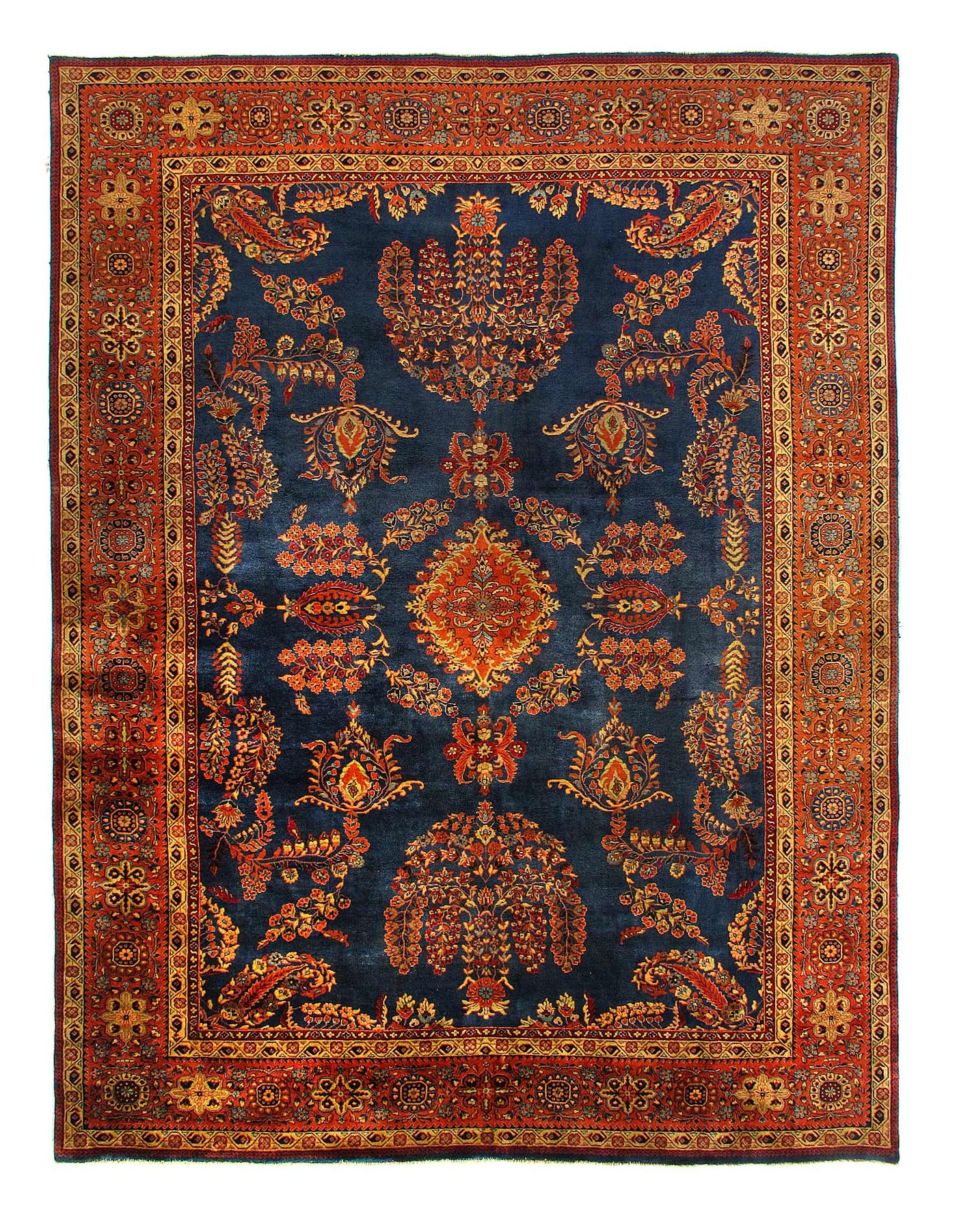 Navy Blue Fine Hand Knotted sarouk Design 9'X 12'