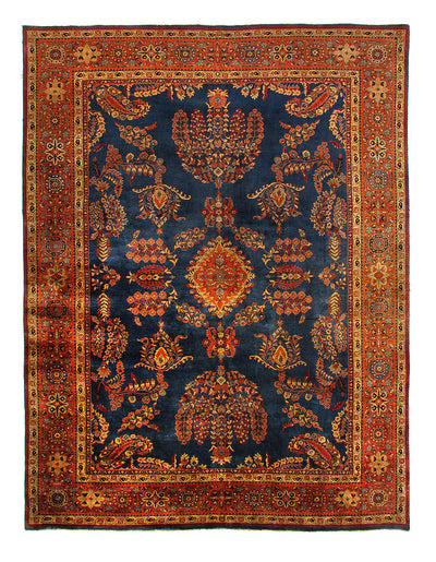 Navy Blue Fine Hand Knotted sarouk Design 9'X 12'