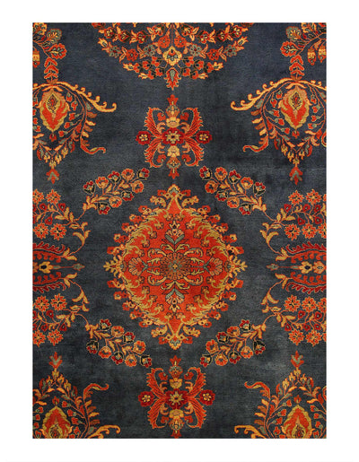 Navy Blue Fine Hand Knotted sarouk Design 9'X 12'