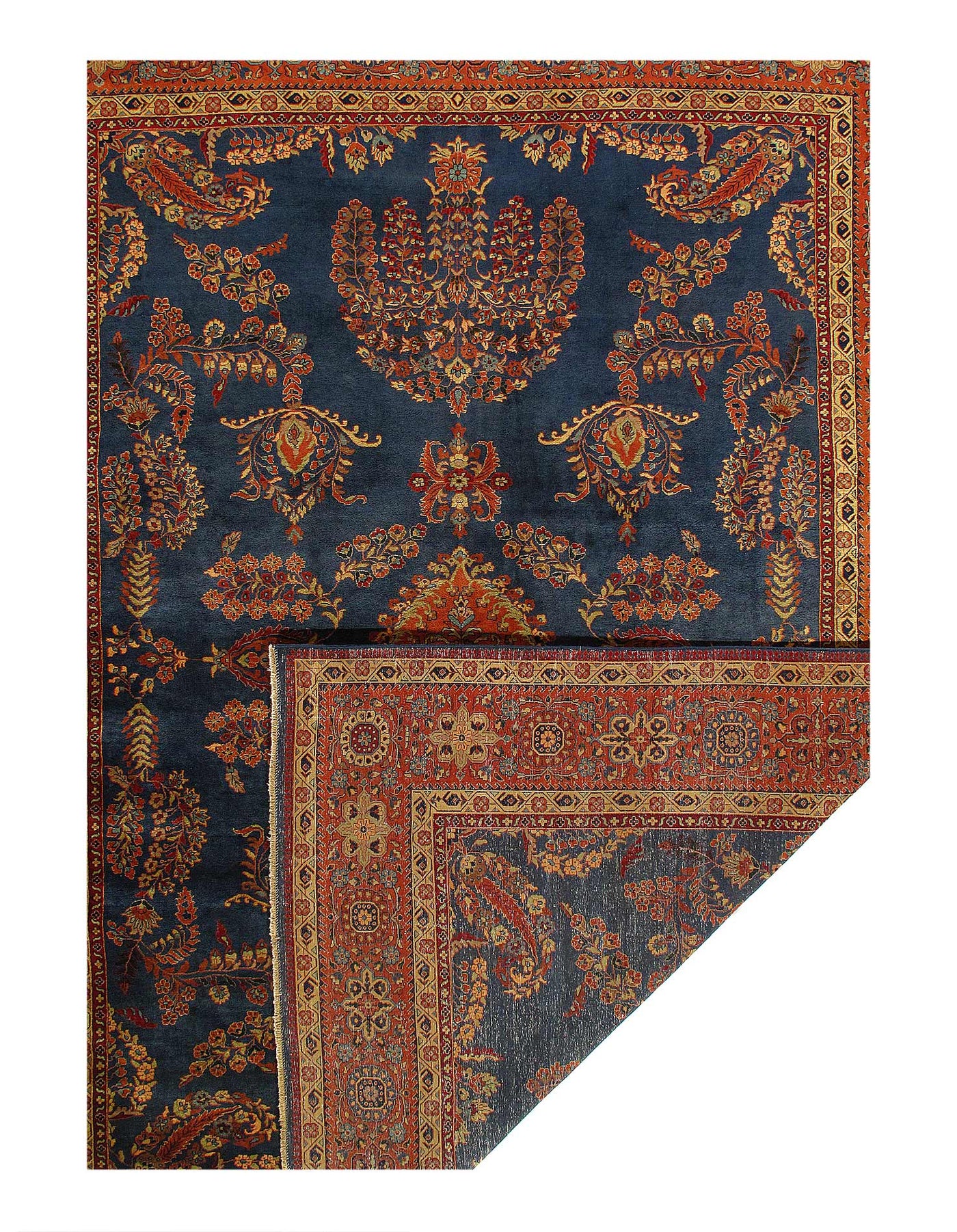 Navy Blue Fine Hand Knotted sarouk Design 9'X 12'