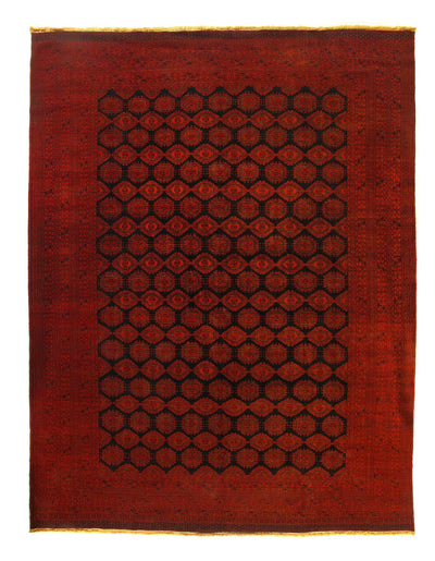 Afghan Bashir Red Hand Knotted Rug 9'9"X 12'7"