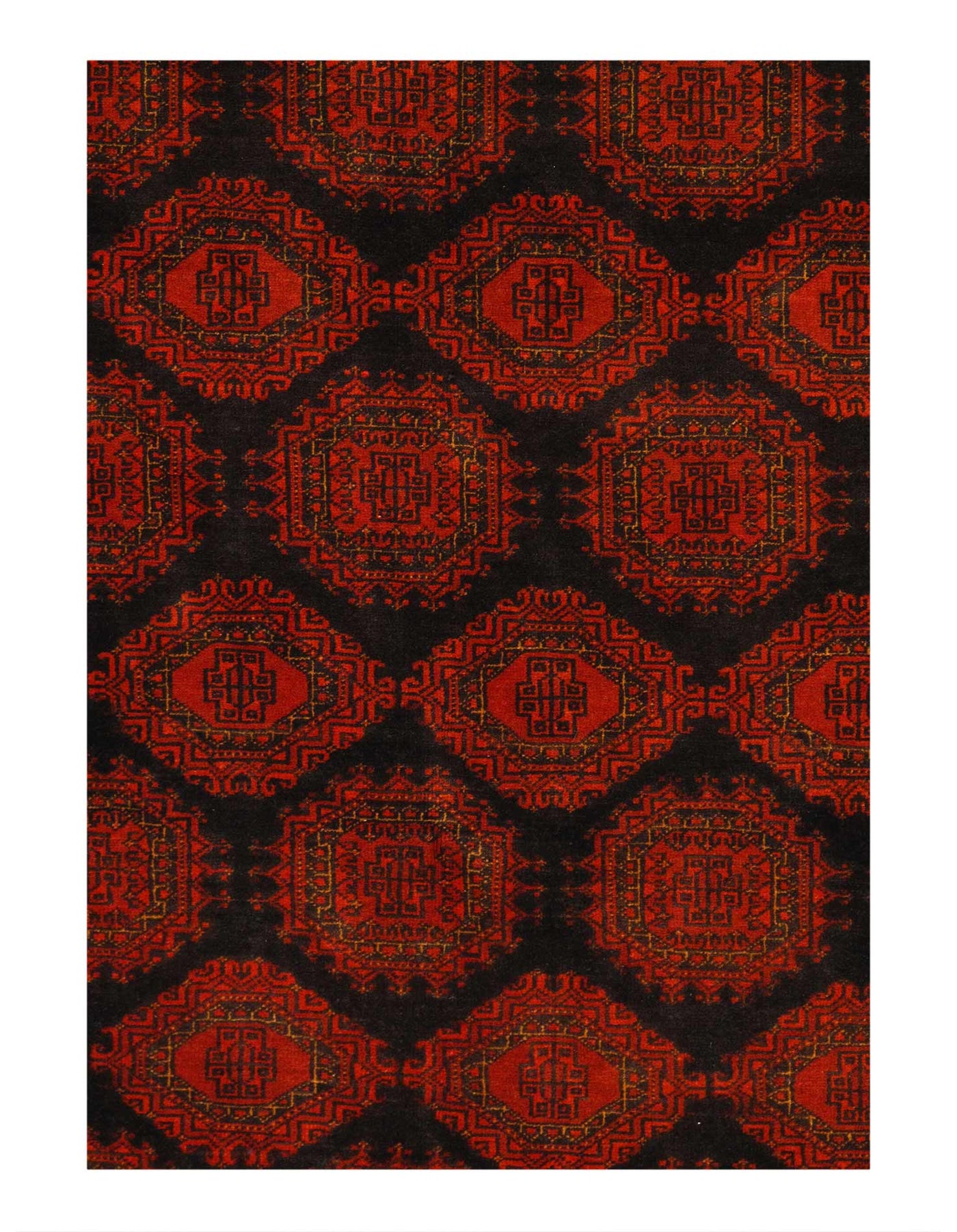Afghan Bashir Red Hand Knotted Rug 9'9"X 12'7"