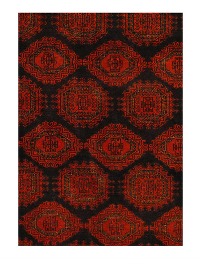 Afghan Bashir Red Hand Knotted Rug 9'9"X 12'7"