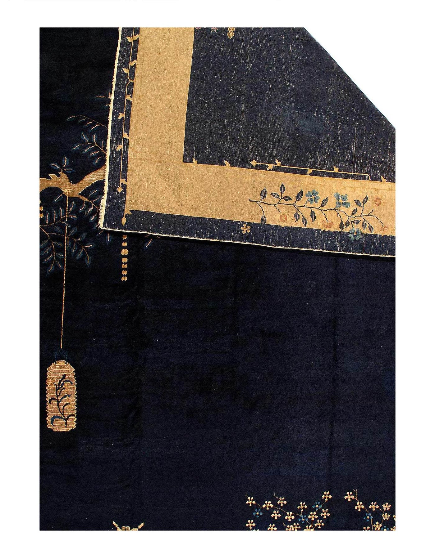 Navy Blue Antique Chinese Art Deco Rug 9'X14'4"