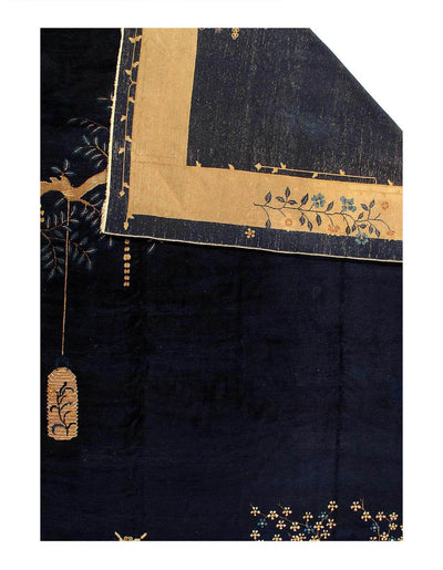 Navy Blue Antique Chinese Art Deco Rug 9'X14'4"