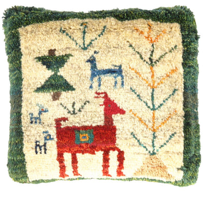 Fine Hand knotted Gabbeh pillow 15"X 15"