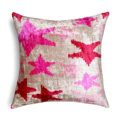 Canvello Handmade Pink start Throw Pillow with Down Insert - 18 x 18 in