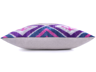 Velvet Diamond Ikat Throw Pillow – Purple & Pink | 20x20"