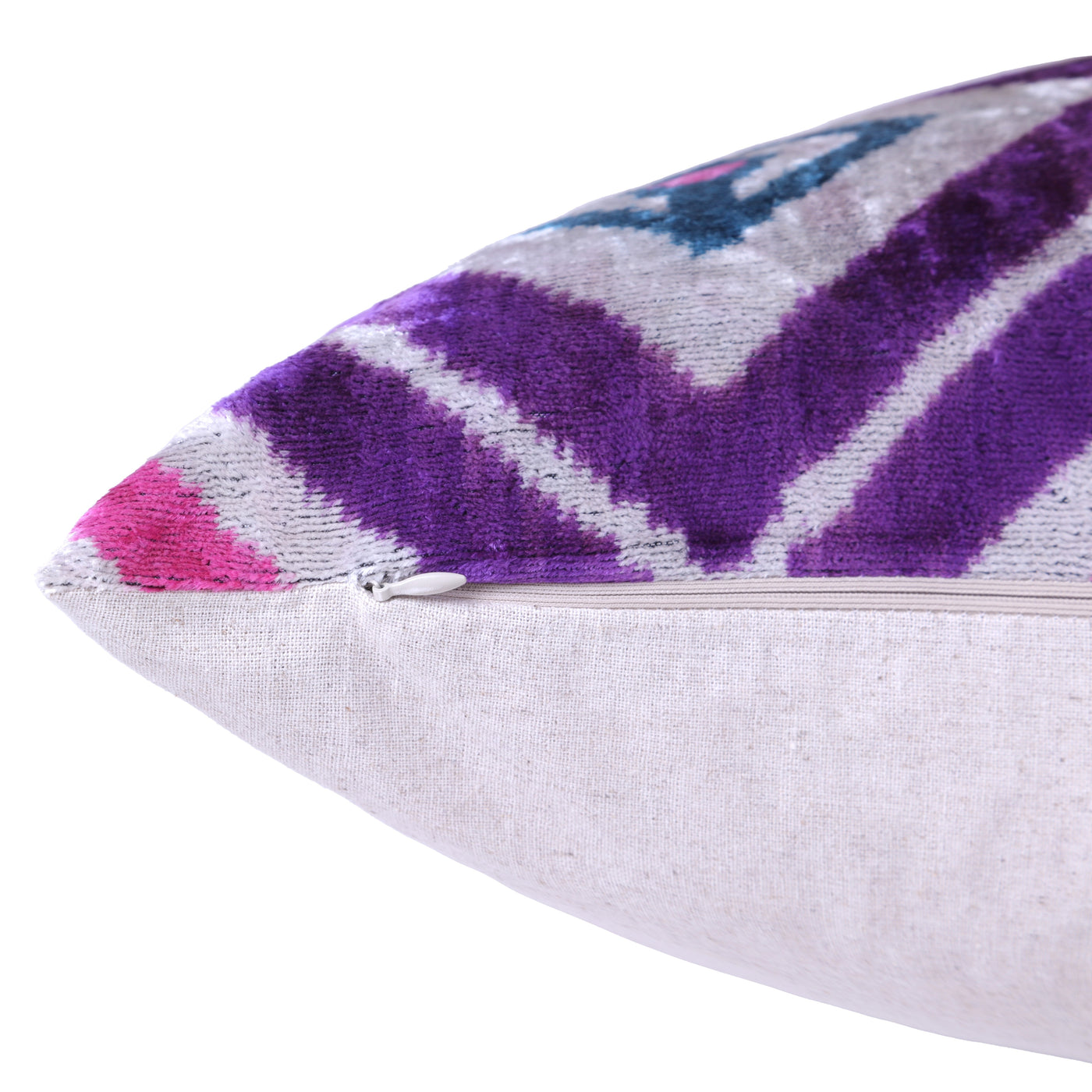 Velvet Diamond Ikat Throw Pillow – Purple & Pink | 20x20"