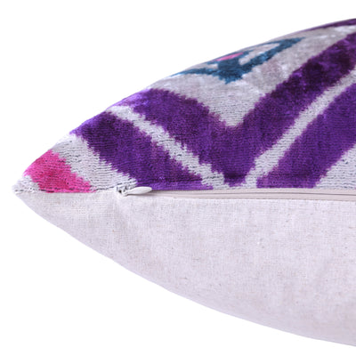 Velvet Diamond Ikat Throw Pillow – Purple & Pink | 20x20"