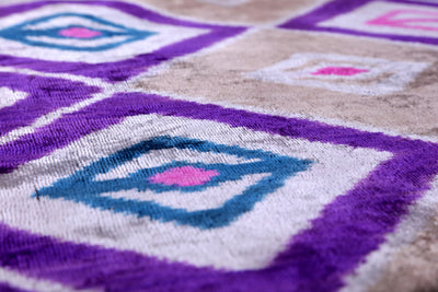 Velvet Diamond Ikat Throw Pillow – Purple & Pink | 20x20"
