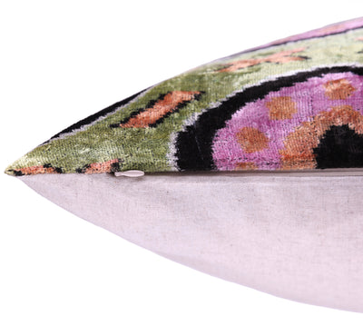 Handmade Velvet Pillow with insert – Sage Green & Lilac Circle Motif, 16x24"