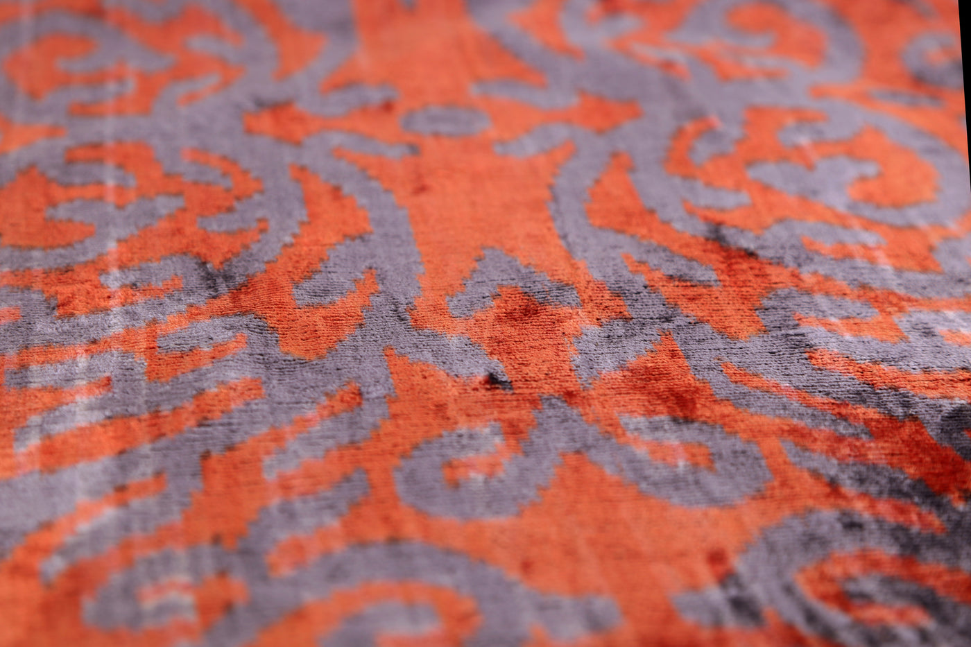 Burnt Orange & Lavender Damask Velvet Pillow – Handmade 16x24