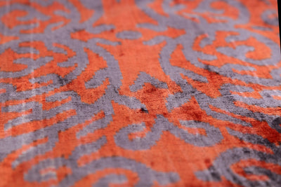 Burnt Orange & Lavender Damask Velvet Pillow – Handmade 16x24