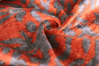 Burnt Orange & Lavender Damask Velvet Pillow – Handmade 16x24