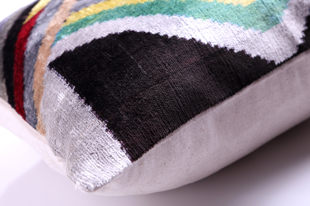 Multicolor Chevron Velvet Pillow – 16x16” | Artisan-Made Silk