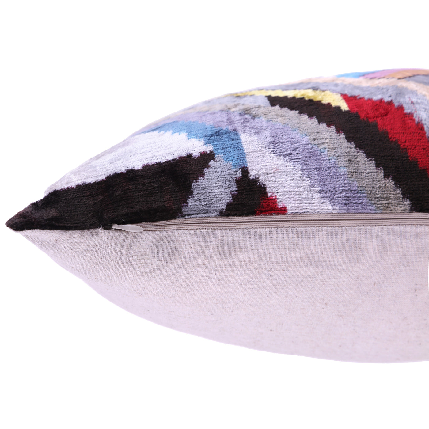 Multicolor Chevron Velvet Pillow – 16x16” | Artisan-Made Silk