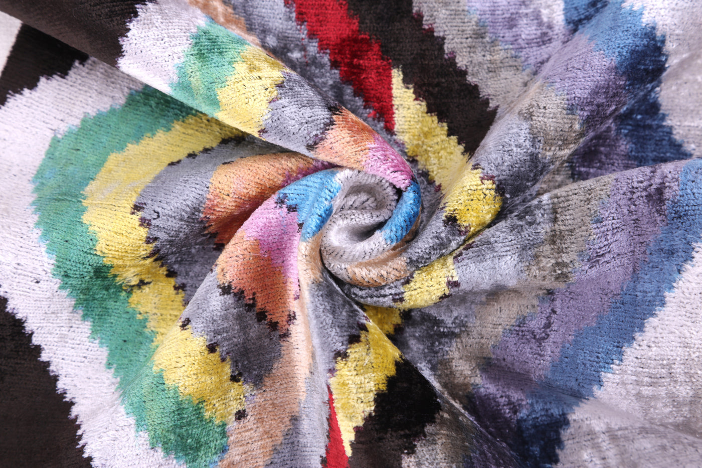 Multicolor Chevron Velvet Pillow – 16x16” | Artisan-Made Silk