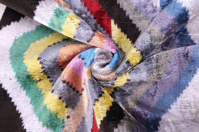 Multicolor Chevron Velvet Pillow – 16x16” | Artisan-Made Silk