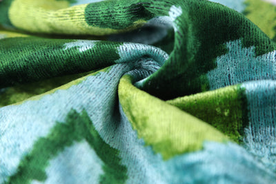 Leaf Green & Aqua Velvet Pillow – Handmade 16x24 Botanical Design