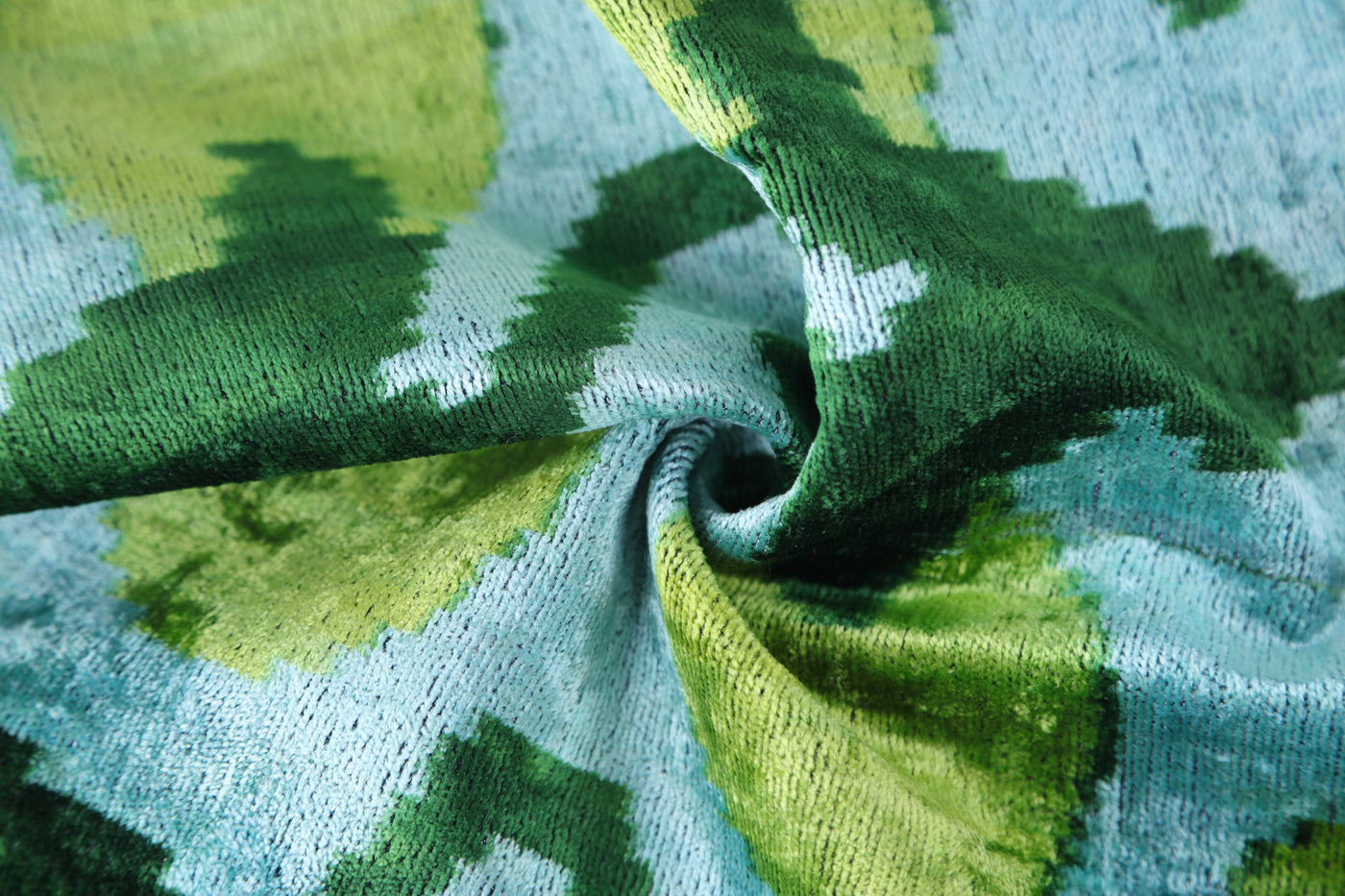 Leaf Green & Aqua Velvet Pillow – Handmade 16x24 Botanical Design