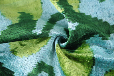 Leaf Green & Aqua Velvet Pillow – Handmade 16x24 Botanical Design