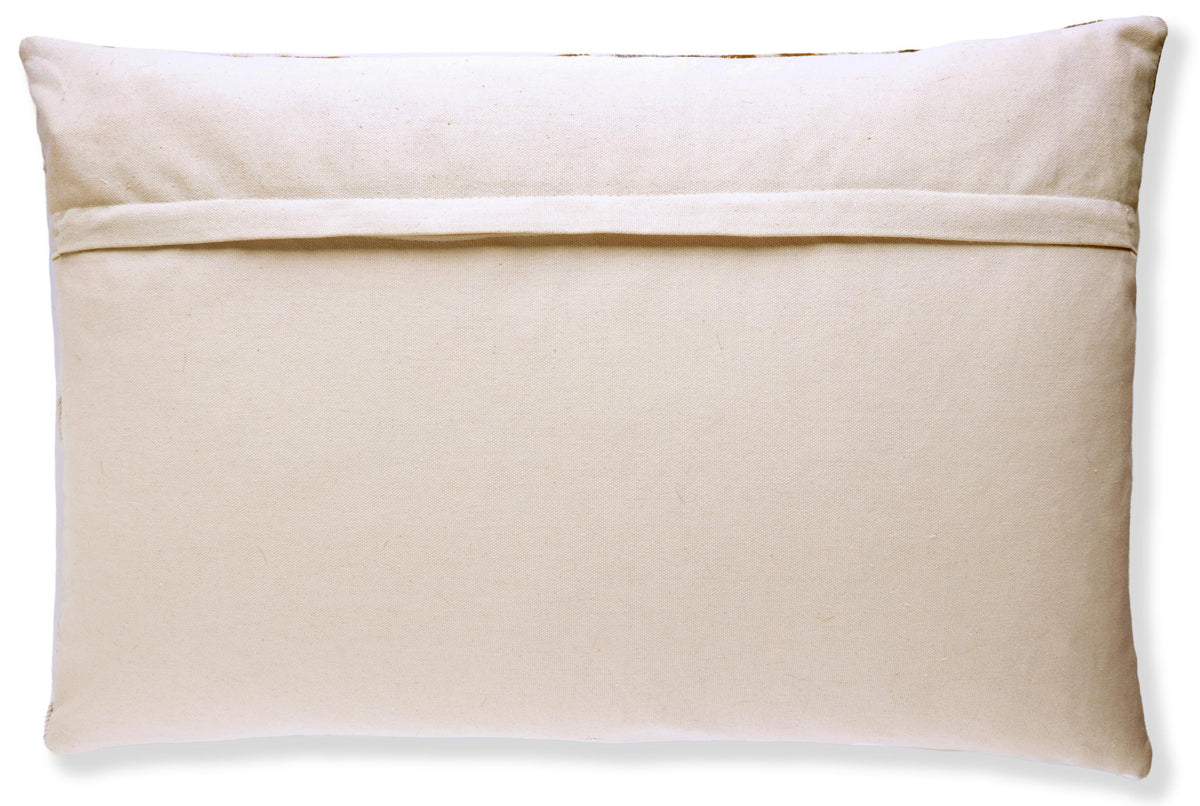 Luxury Brown Cowhide Leather Throw Pillow 16x24 | Handmade Geometric Designer Lumbar Cushion