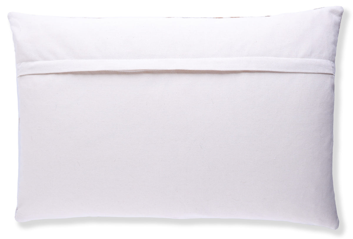Luxury White & Gray Genuine Cowhide Leather Patchwork Throw Pillow 16x24 | Handmade Designer Lumbar Cushion