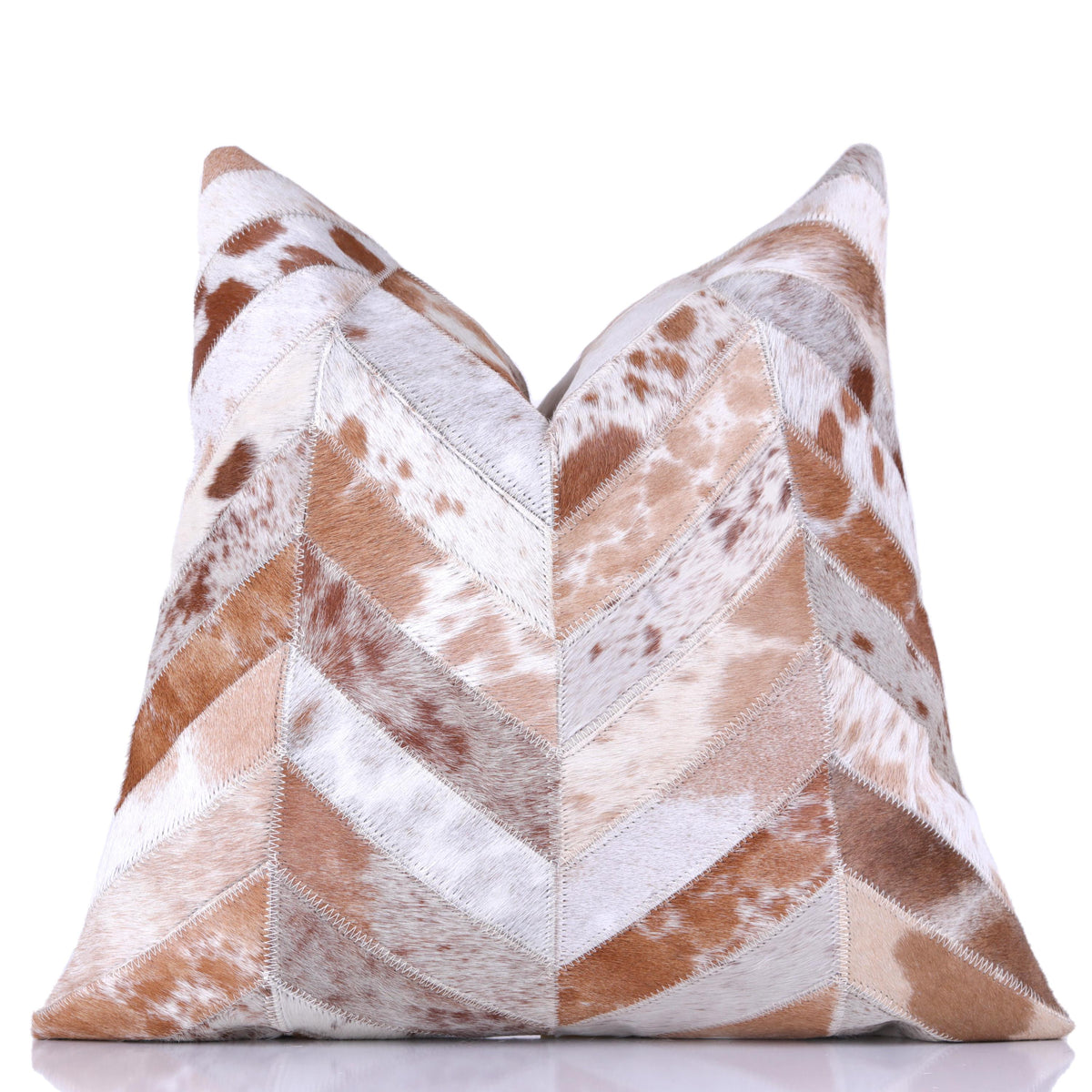 Luxury Chevron Genuine Hair-On Cowhide Pillow 18x18 | Handmade
