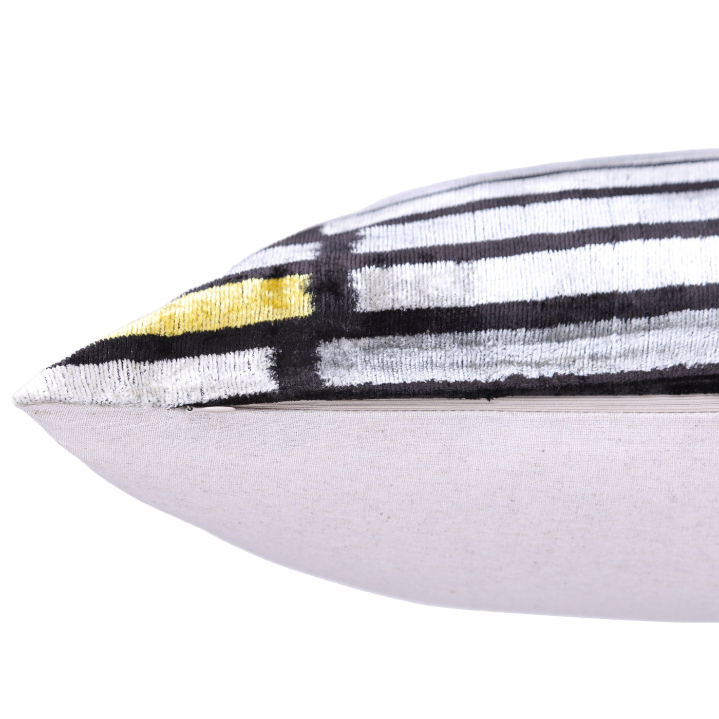 Handmade Velvet Pillow with insert – Modern Striped Ikat, Sunset Tones, 16x24"