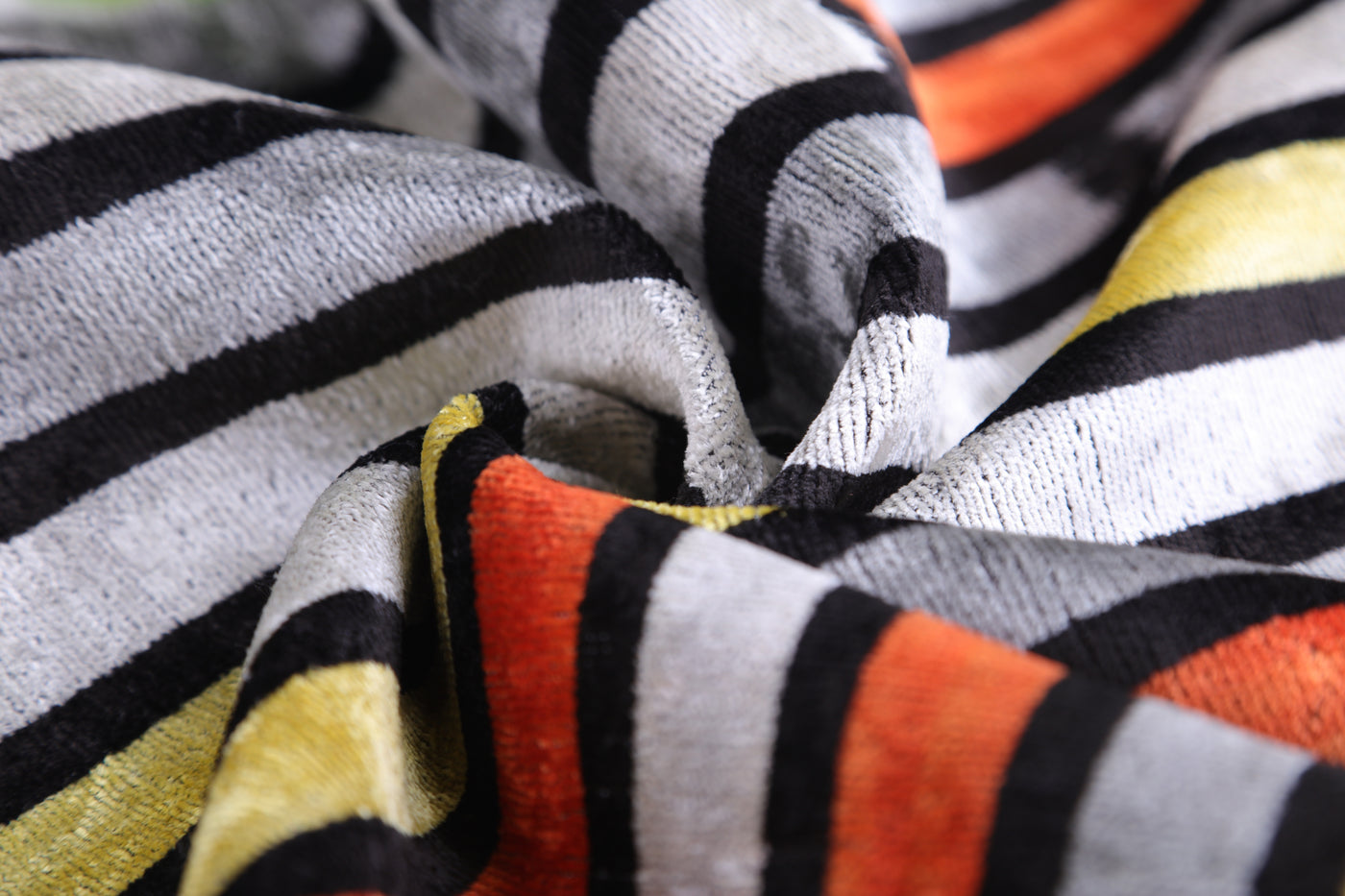 Handmade Velvet Pillow with insert – Modern Striped Ikat, Sunset Tones, 16x24"