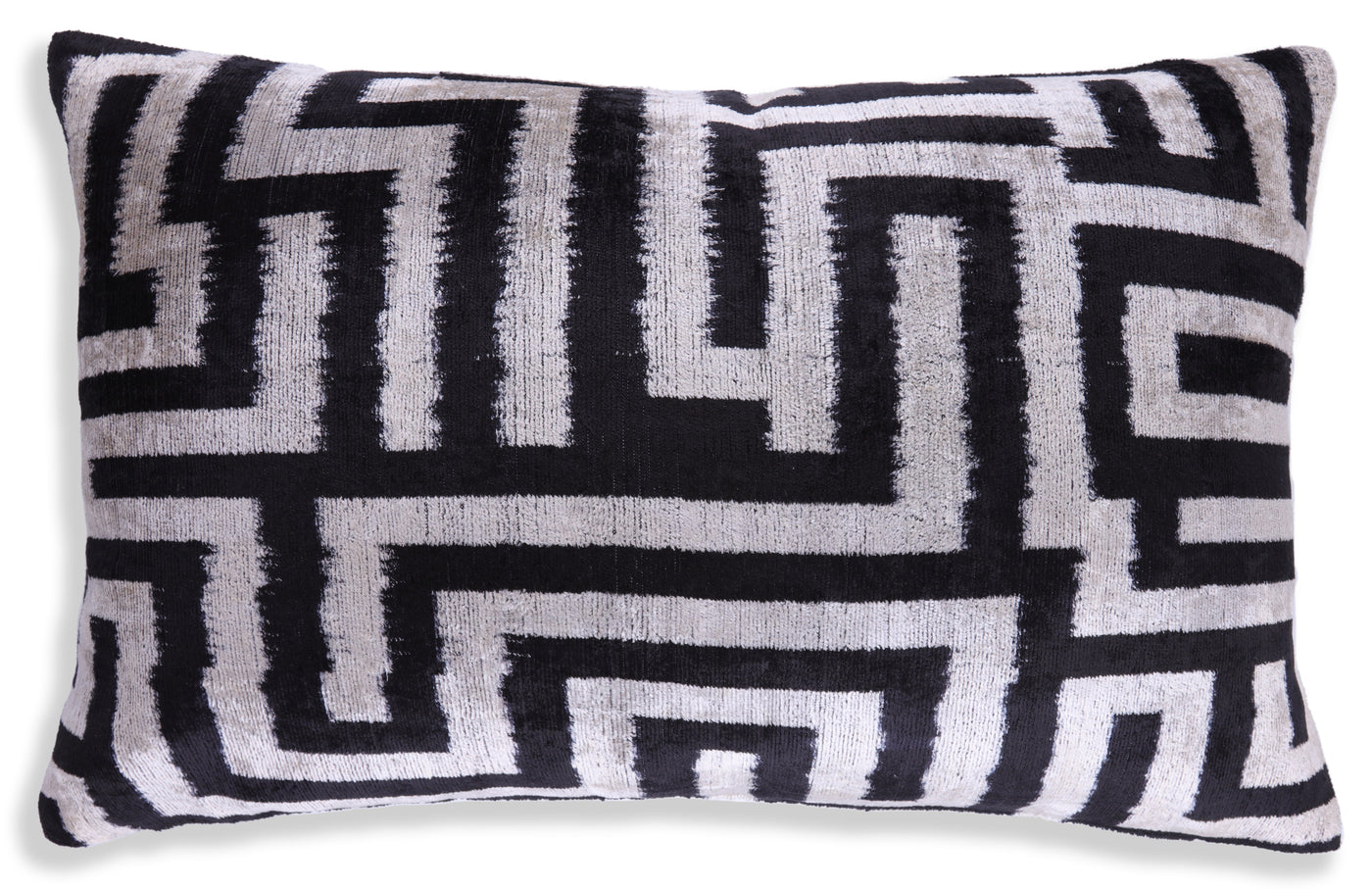 Black & White Geometric Velvet Throw Pillow | 16x24 Handmade Luxury Decor