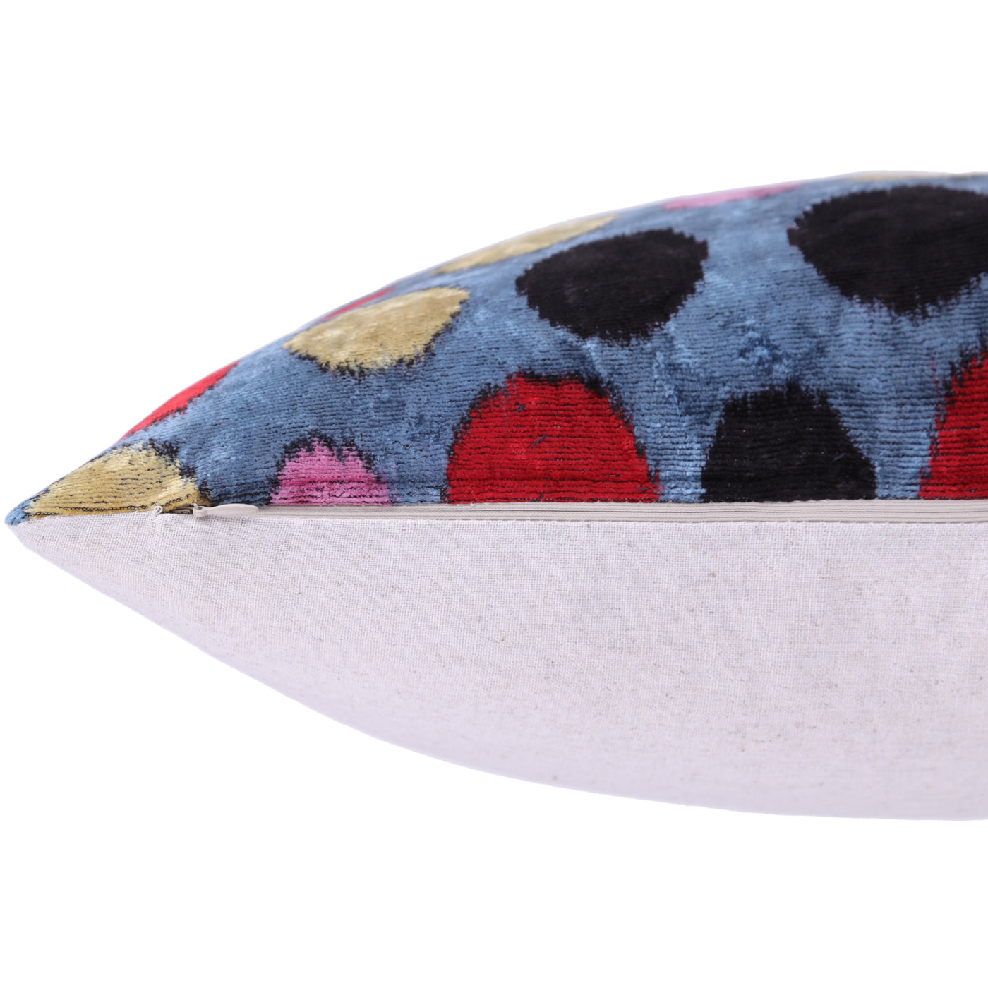 Velvet Polka Dot Silk Pillow – 16x24 Ikat Design | Luxury Handmade Throw Pillow