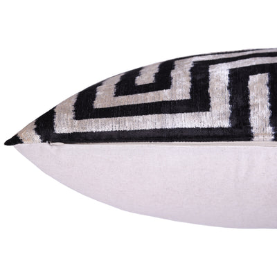 Black & White Geometric Velvet Throw Pillow | 16x24 Handmade Luxury Decor