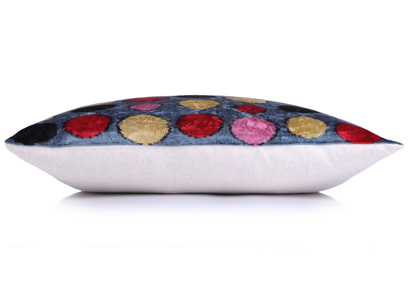 Velvet Polka Dot Silk Pillow – 16x24 Ikat Design | Luxury Handmade Throw Pillow