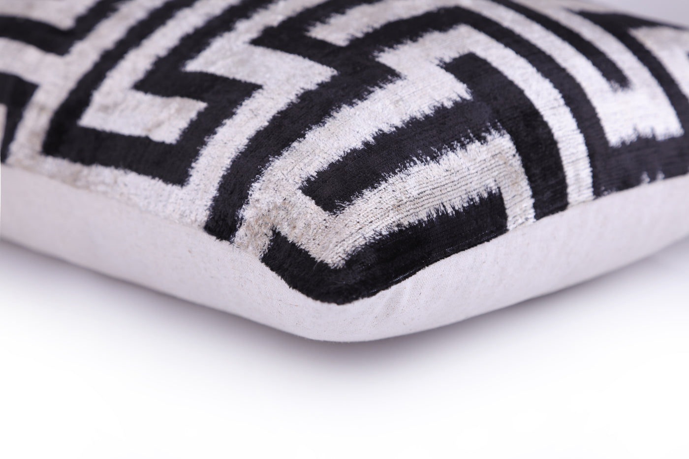 Black & White Geometric Velvet Throw Pillow | 16x24 Handmade Luxury Decor
