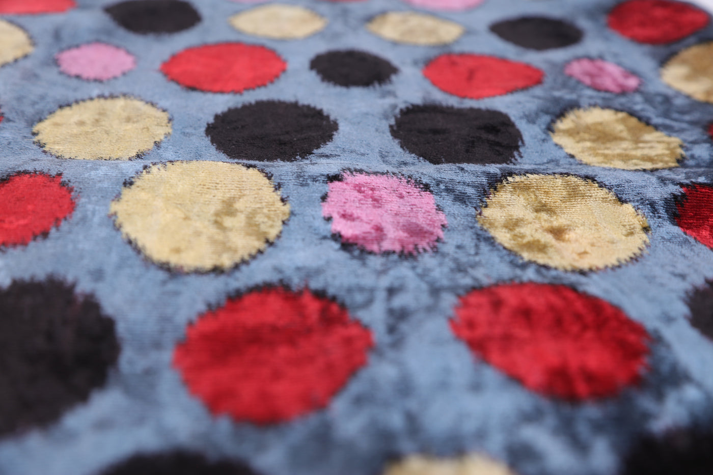 Velvet Polka Dot Silk Pillow – 16x24 Ikat Design | Luxury Handmade Throw Pillow