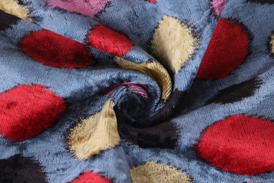 Velvet Polka Dot Silk Pillow – 16x24 Ikat Design | Luxury Handmade Throw Pillow