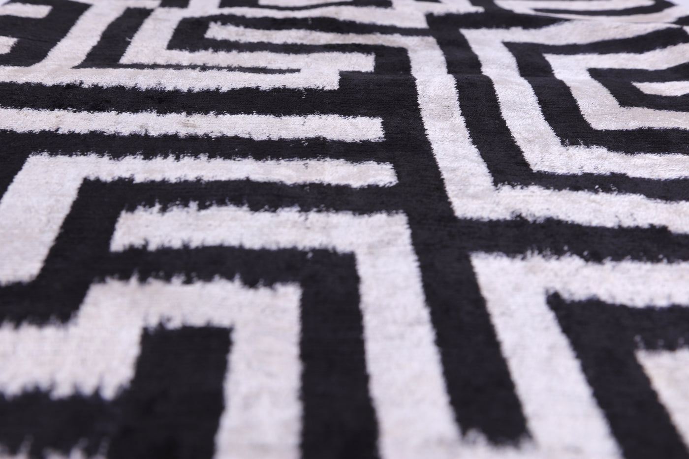 Black & White Geometric Velvet Throw Pillow | 16x24 Handmade Luxury Decor