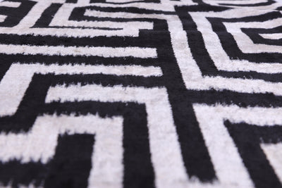 Black & White Geometric Velvet Throw Pillow | 16x24 Handmade Luxury Decor