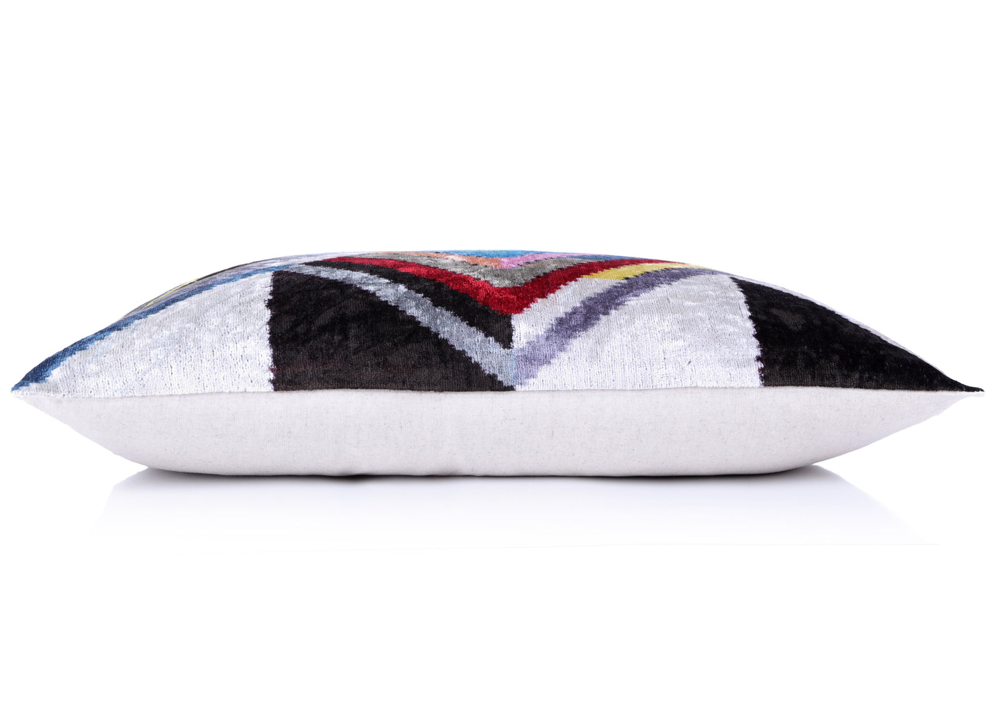 Luxury Chevron Velvet Throw Pillow with insert – Multicolor Ikat 16x24 Inch